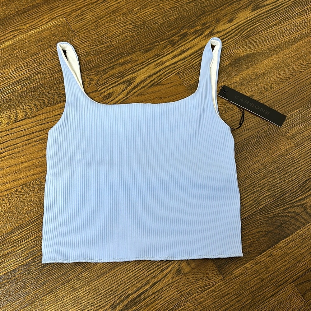 Carbon38 Light Blue Ribbed Tank Top